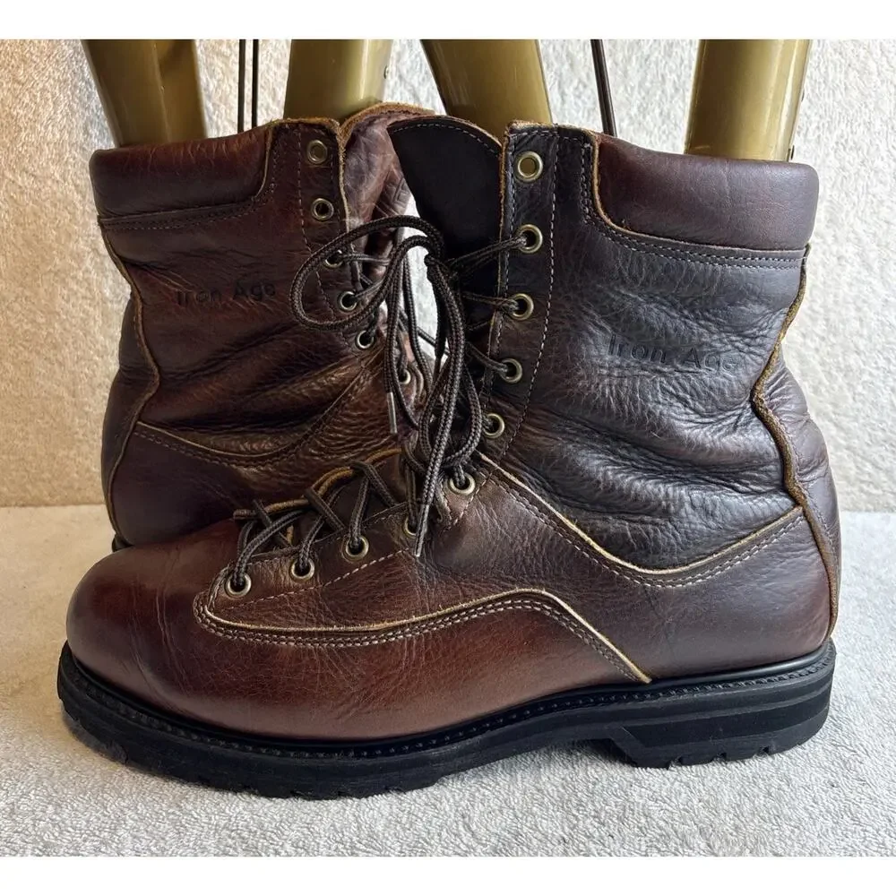 Iron Age F255 Men's Size 9.5 D Brown Leather Safety Toe Work Boots